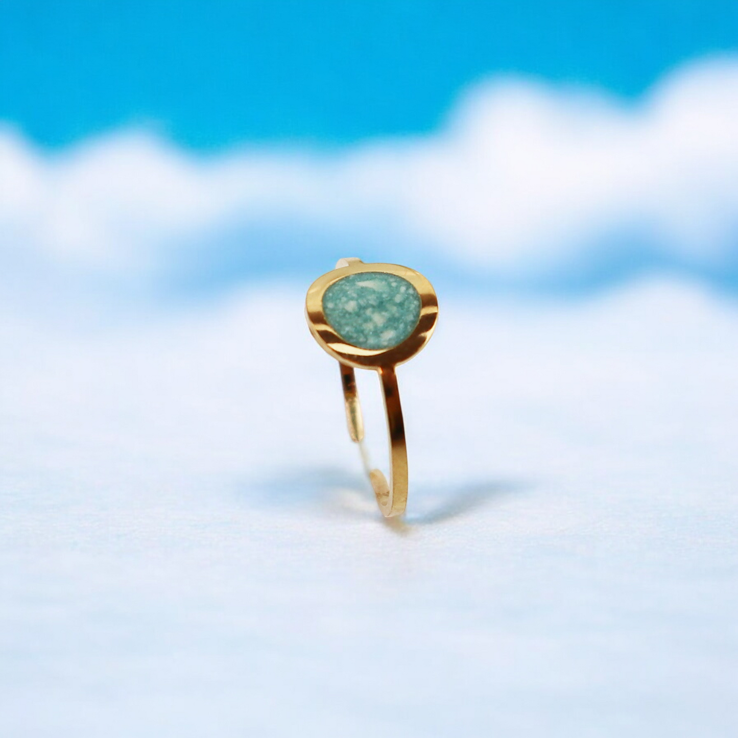 Drop Birthstone Ring Gold December - Turquoise Blue Green