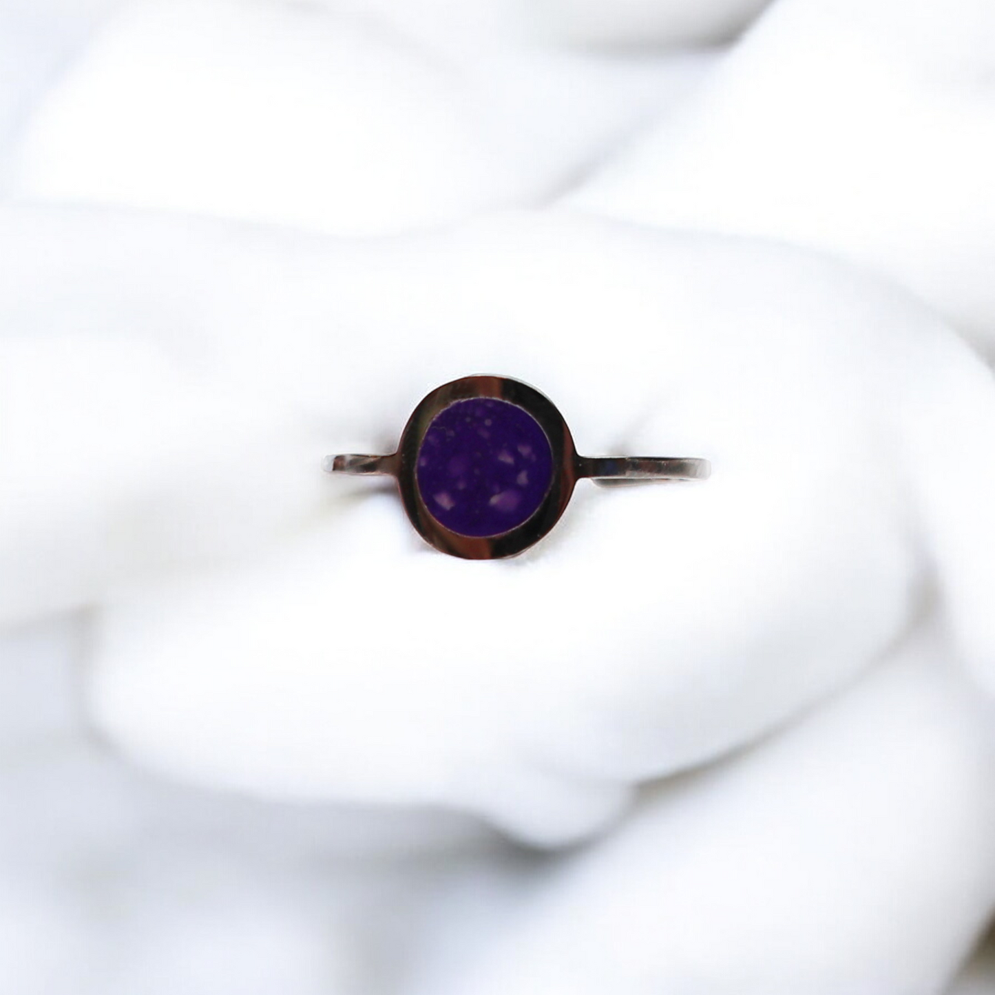 Drop Birthstone Ring Silver February - Amethyst Purple